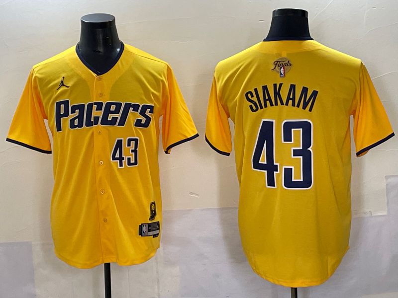 Men 2025 Indiana Pacers #43 Siakam Yellow Joint Name NBA Jersey style 23